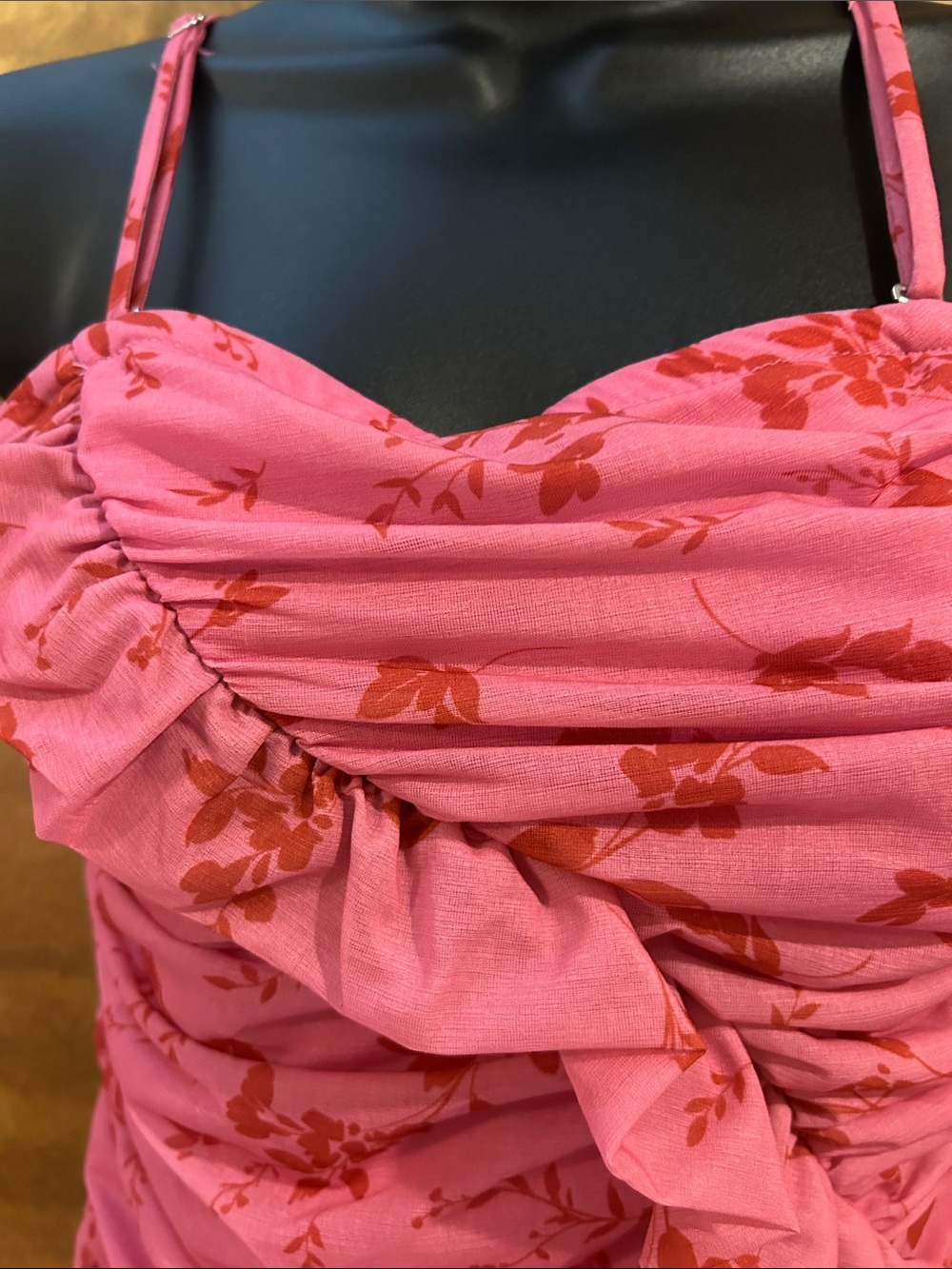 Pink Floral Ruffle Ruched Mini Dress - Homecoming - Picture 4 of 14